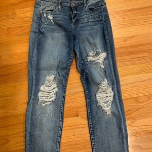 Judy Blues size 13 light wash distressed boyfriend cut
